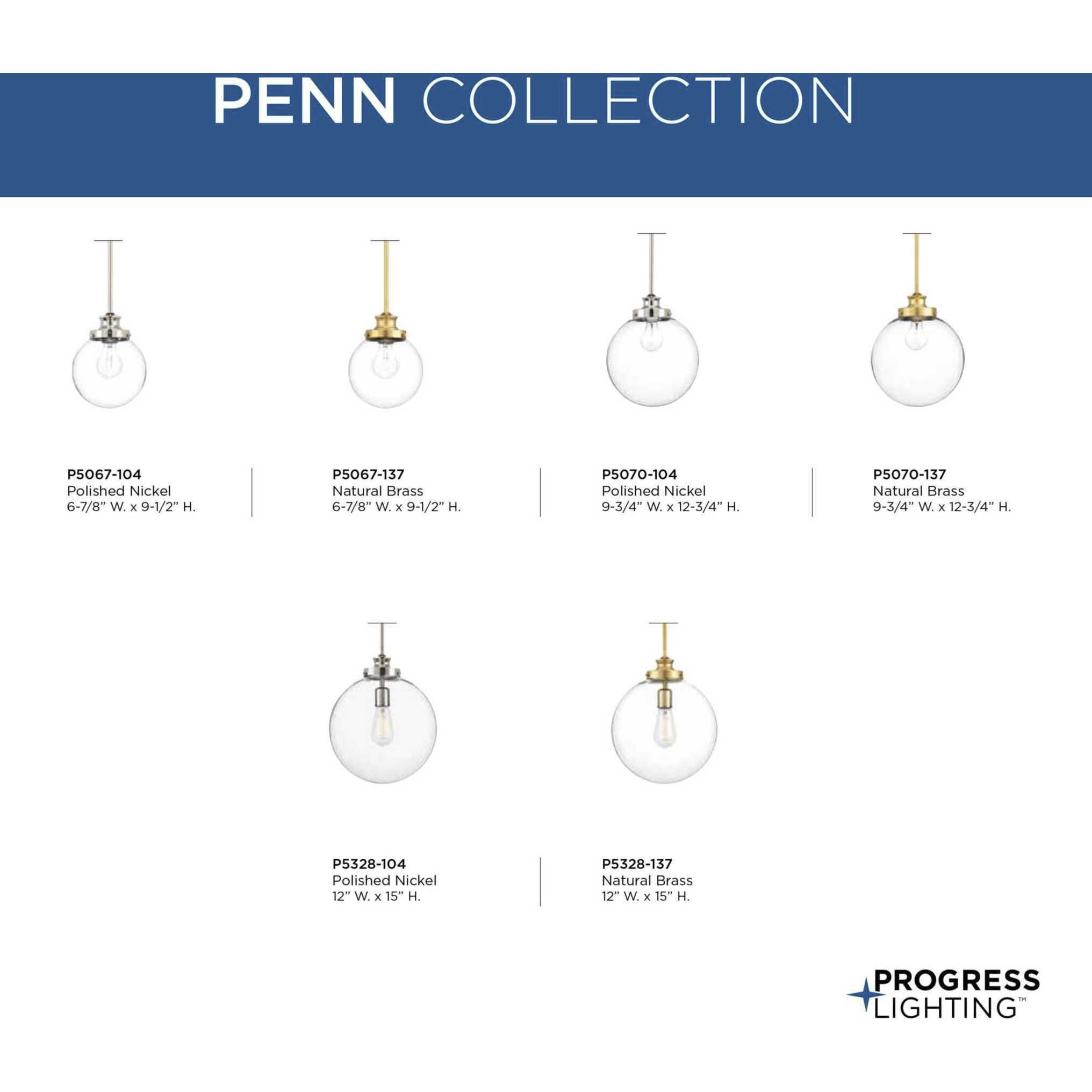 Penn 1 Light 6.88 inch Natural Brass Mini-Pendant Ceiling Light